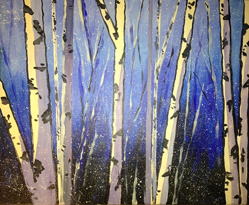 ZOOM & Paint! Winter Birch, Feb 19 (FEB VACATION WEEK- Kids & Adults!)