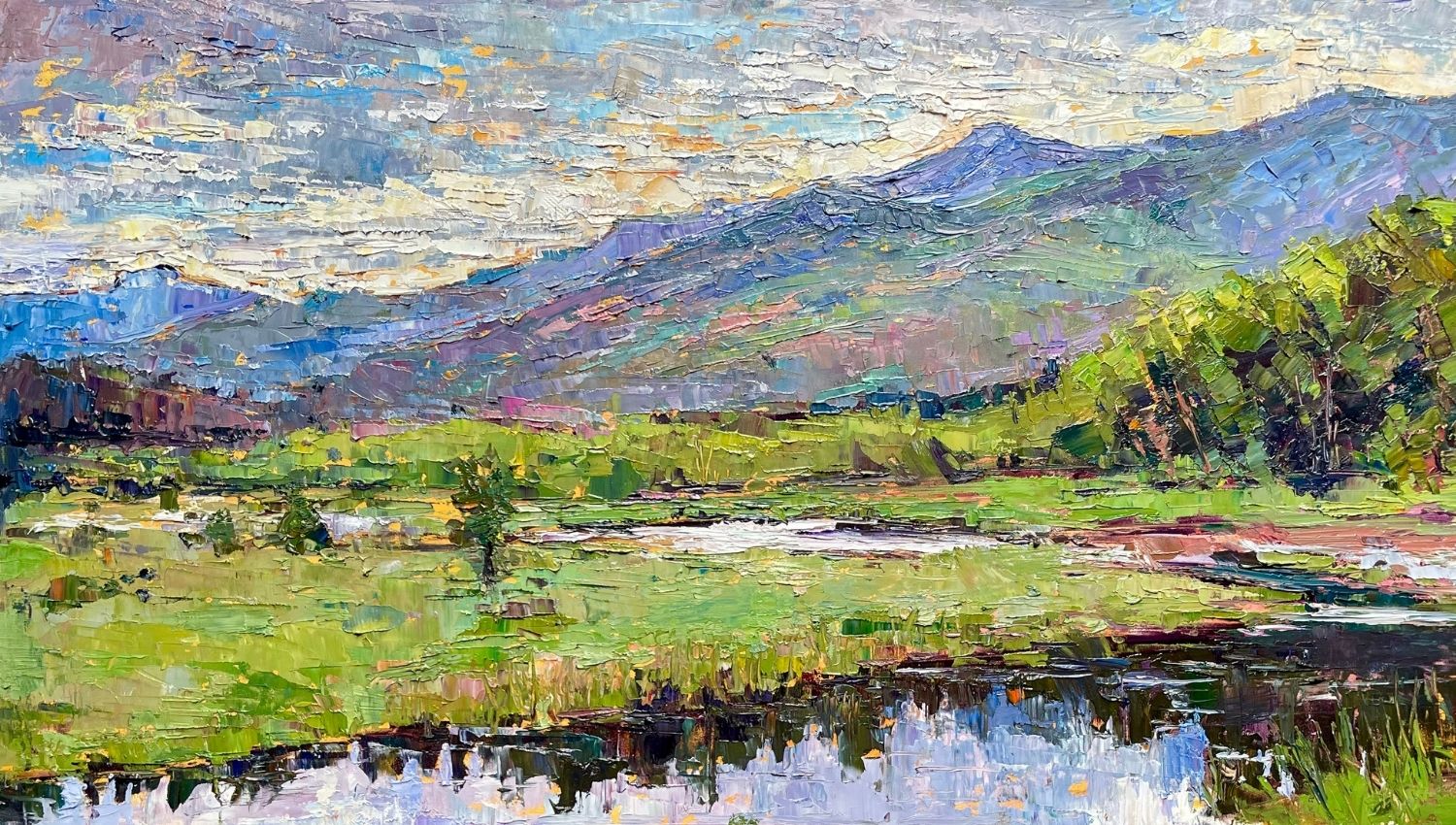 Reflections on a Mountain Stream, 12″x24″
